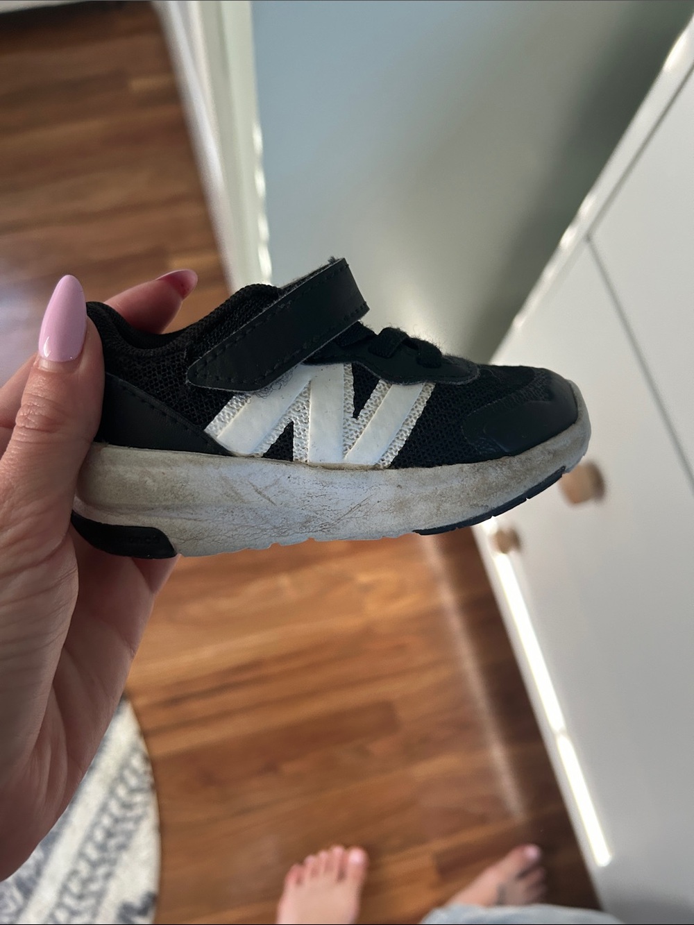 New balance toddler Black Sneaker with White Accent - Comfortable Everyday Shoe